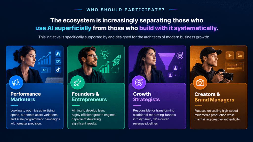AI Marketing Minds infographic for marketers, founders, strategists and creators