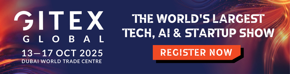 A bustling exhibition hall at GITEX Global 2025 in Dubai, packed with attendees exploring cutting-edge tech, AI innovations, and startup showcases.