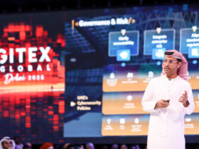 H.E. Dr. Mohamed Al Kuwaiti, Head of Cybersecurity for the UAE Government, speaking at a technology and innovation event.