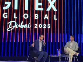 Matt Angle, CEO of Paradromics, in conversation with Massimo Marioni, Senior Editor at Fortune, during GITEX GLOBAL 2025, discussing advancements in brain-computer interfaces and AI-driven neurotechnology.