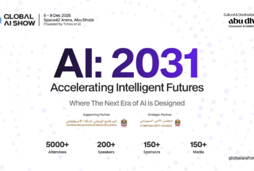Futuristic AI concept showcasing “AI 2031: Accelerating Intelligent Futures” — glowing neural patterns, data streams, and sleek digital typography symbolizing innovation and advanced intelligence.