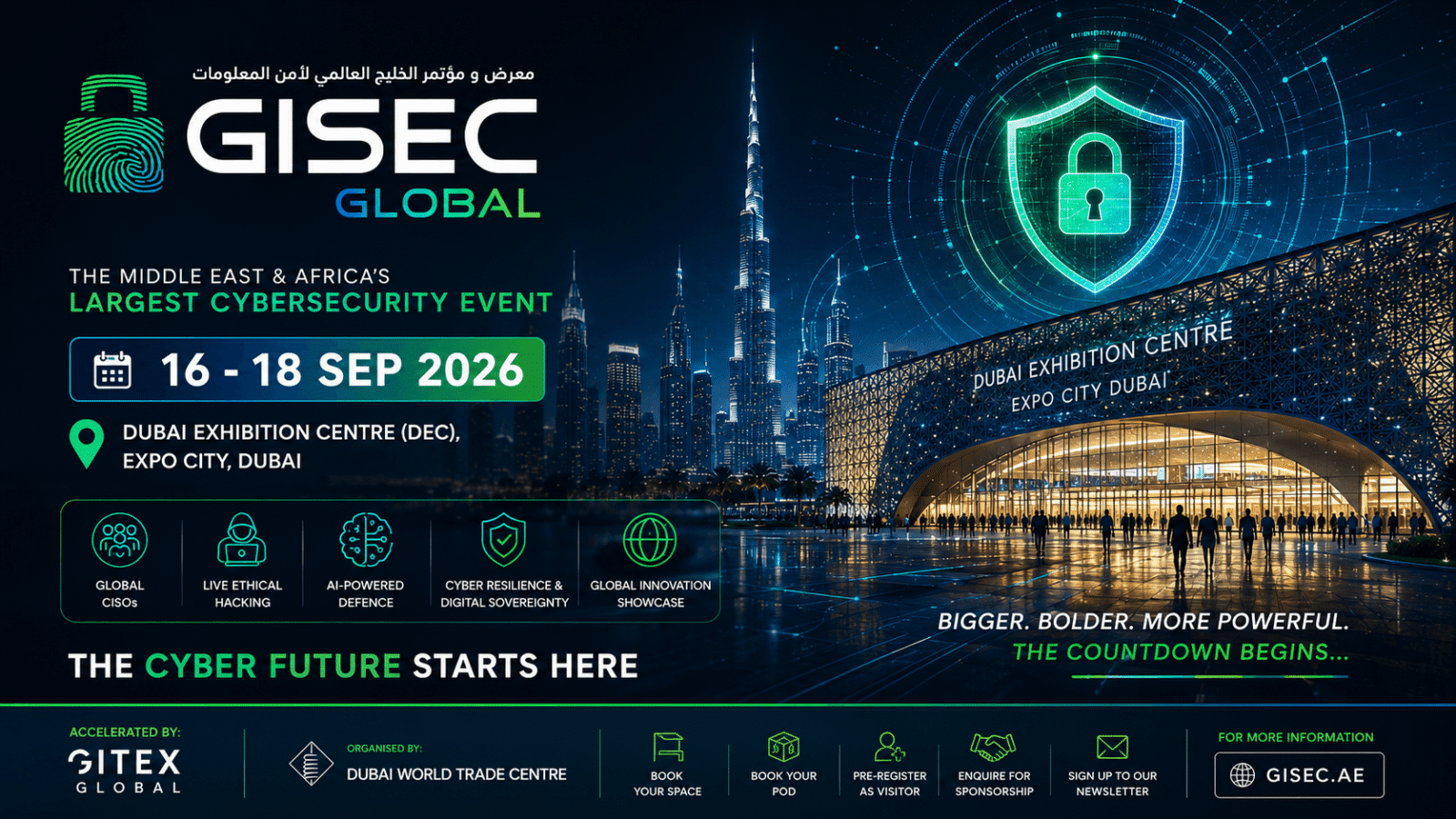 GISEC GLOBAL 2026 cybersecurity event at Dubai Exhibition Centre, Expo City Dubai