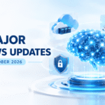 5 Major AI News Updates for October 2026 featuring an AI neural network, advanced AI chips, cloud computing, and cybersecurity.