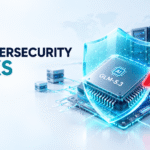 GLM-5.3 AI cybersecurity risks featuring an AI processor chip, digital security shield, server infrastructure, and cyber threat warning.