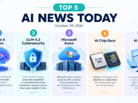 Top 5 AI News Today featuring Gemini 4 Carbon, GLM-5.3 AI cybersecurity, Microsoft Azure cloud computing, Google TPU vs NVIDIA AI chips, and Anthropic AI safety.