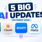 Top 5 AI news updates in October 2026 featuring OpenAI, Claude, Zoom, Meta, and AI cybersecurity