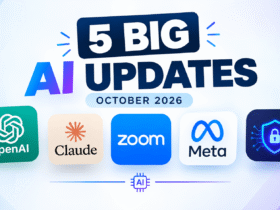 Top 5 AI news updates in October 2026 featuring OpenAI, Claude, Zoom, Meta, and AI cybersecurity