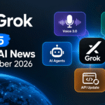 Top 5 Grok AI news updates in October 2026, including Voice 3.0, AI agents, X Subscription, privacy lawsuits, and API updates.