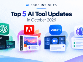 Top AI tool updates in October 2026 featuring OpenAI, Adobe, Zoom, and AI productivity tools.
